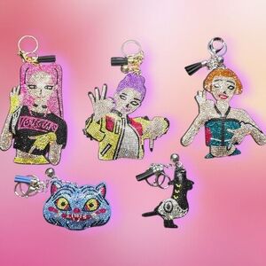 ✨ KPOP DEMON HUNTERS Rhinestone 5 Piece Bag Charm Set | Anime-Style Keychains ✨